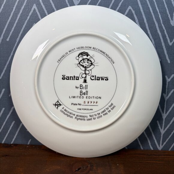 Bill Bell Santa Claws Collectors Plate Porcelain 24k Rim COA and Box - Picture 3 of 9